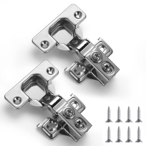 Cabinet Hinges, 2 Pack Stainless Steel Overlay Soft Close Hinges, for Kitchen Cabinet Door Hinge, with Fixing Screws