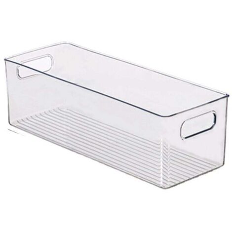 Cabinet/Kitchen Boîte de Rangement, Moyen Bac pour Réfrigérateur en Plastique, Longue Boîte, Transparent