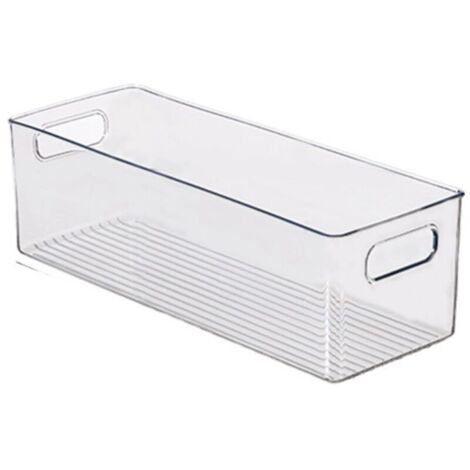 Cabinet/Kitchen Boîte de Rangement, Moyen Bac pour Réfrigérateur en Plastique, Longue Boîte, Transparent