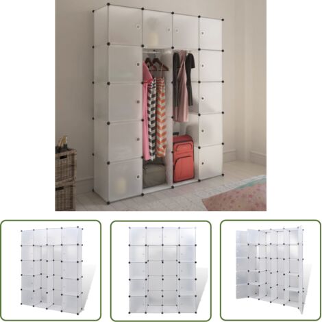 Cabinet modulable avec 14 compartiments blanc 37x146x180,5