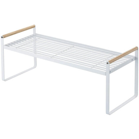 Cabinet Storage Shelf Rack Layered Storage Easy to Install Multifunction Counter Organizer Shelf for Seasoner Bowl Small White