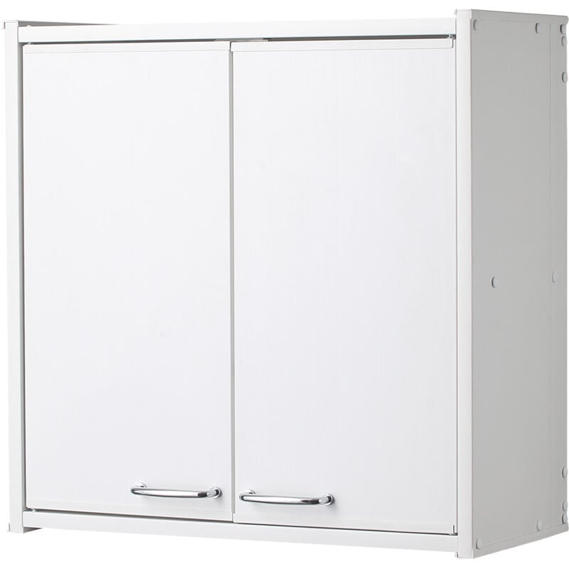 Meuble de salle de bains suspendu en PVC pour intérieur/extérieur Dim : 59 x 59 x 21 cm blanc
