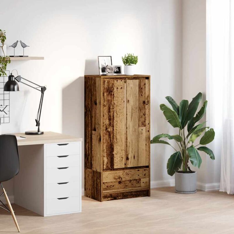 Cabinet With Drawer Old Wood 55.5x34x119.5 Cm Engineered Wood Vidaxl