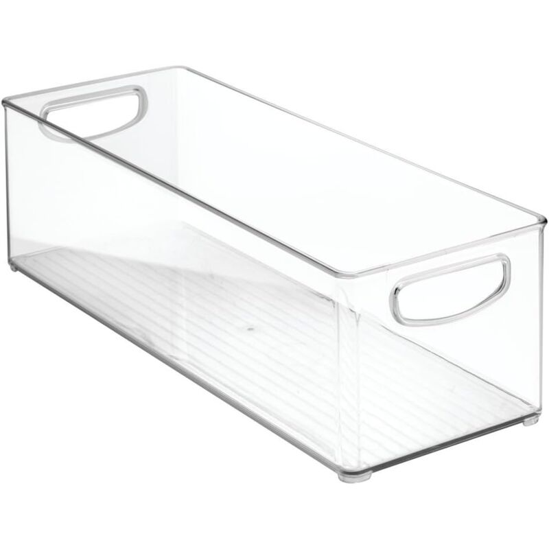 Cabinet/Kitchen boîte de rangement, extra-grand bac pour réfrigérateur en plastique, longue boîte, transparent, 41cm x 15 cm x 12.5 cm