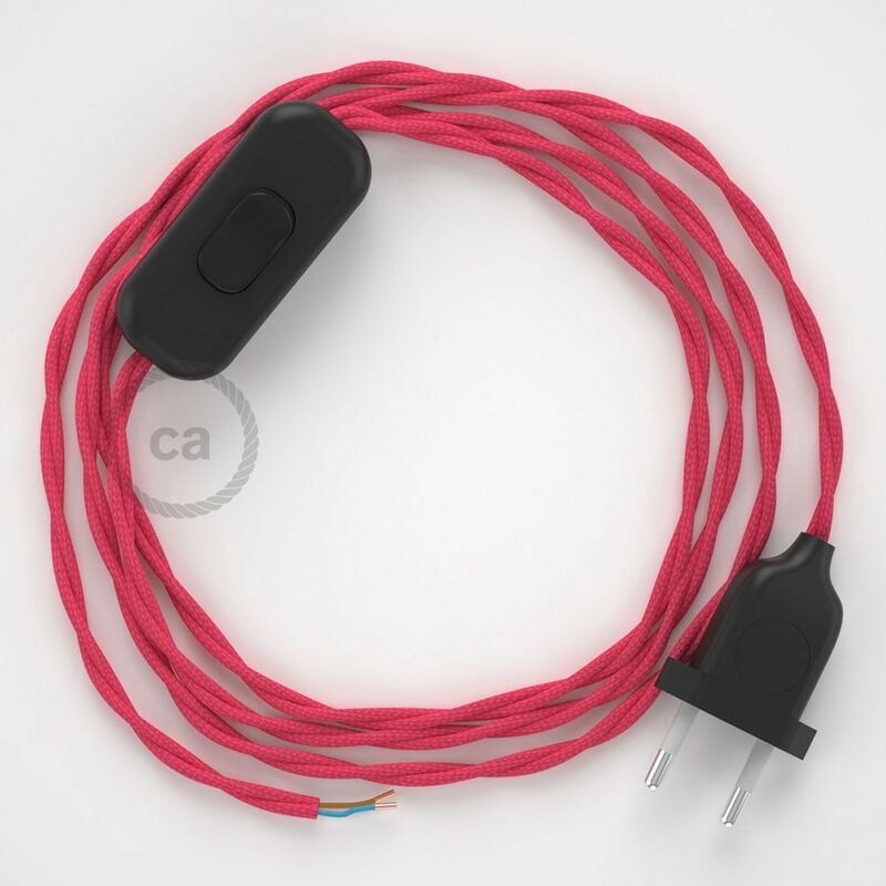 Image of Creative Cables - Cablaggio per lampada, cavo TM08 Effetto Seta Fucsia 1,80 m. Scegli il colore dell'interuttore e della spina. Nero