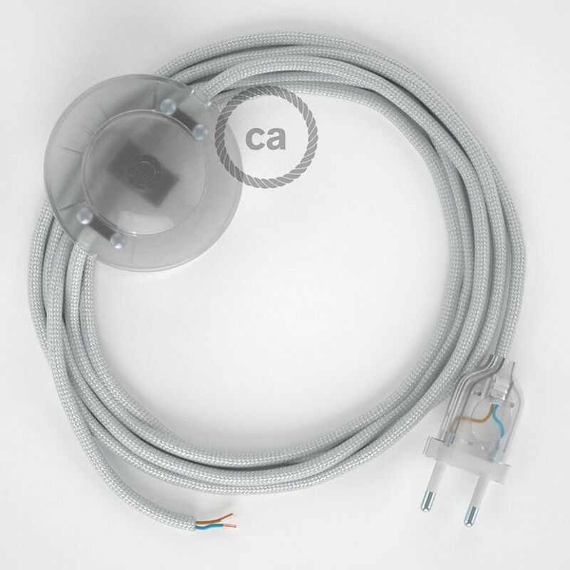 Image of Creative Cables - Cablaggio per piantana, cavo RM02 Effetto Seta Argento 3 m. Scegli il colore dell'interruttore e della spina. Trasparente