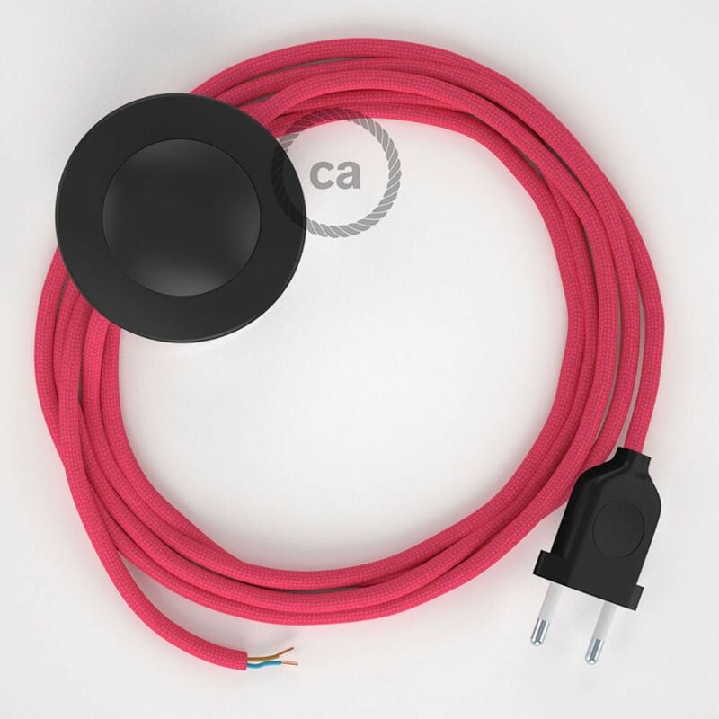 Image of Creative Cables - Cablaggio per piantana, cavo RM08 Effetto Seta Fucsia 3 m. Scegli il colore dell'interruttore e della spina. Nero