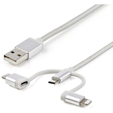 CABLE 1M USB A LIGHTNING USBC MICRO