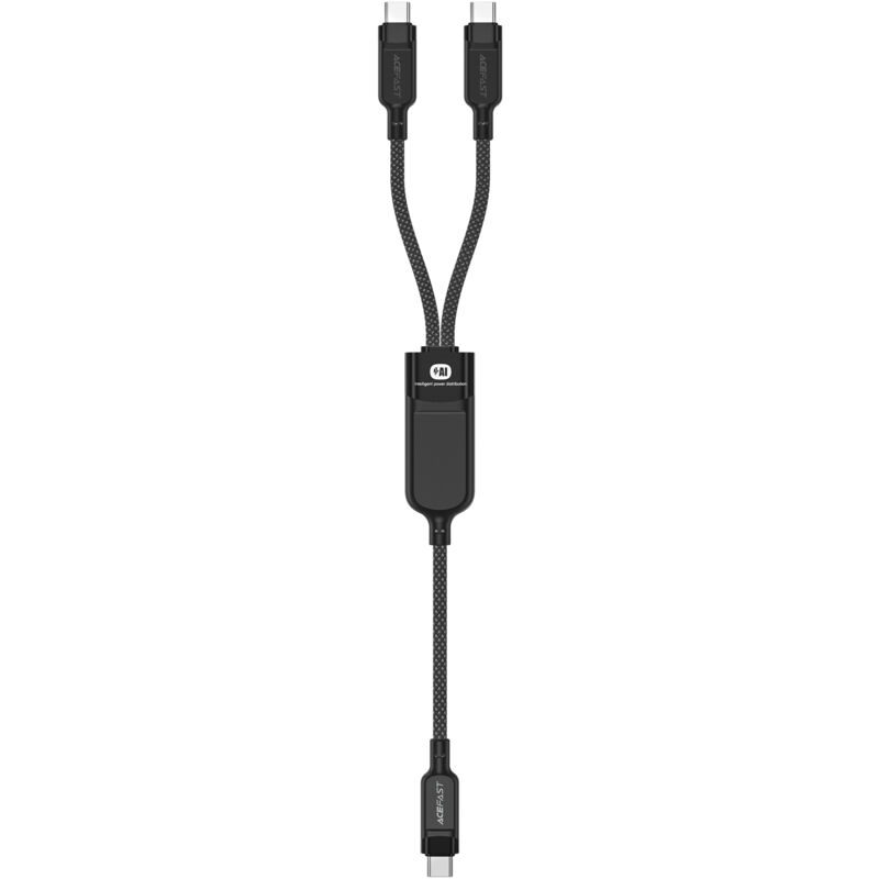Câble 2en1 double USB-C - 2x USB-C 100W 480Mb/s - noir