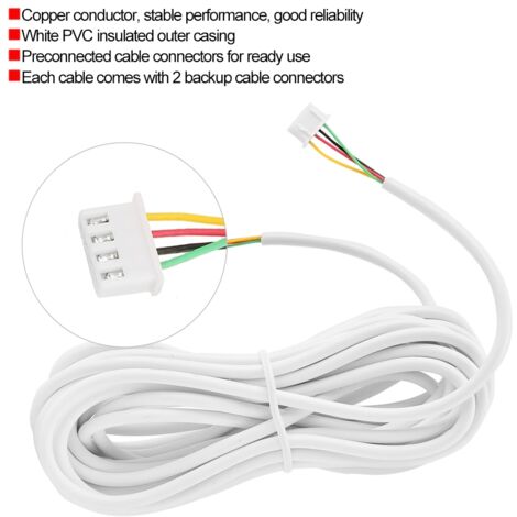 Câble 4 conducteurs cuivre 0.3mm pour vidéophone et interphone, 10 mètres souple