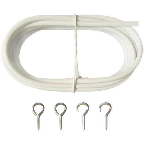 Câble à rideaux de 3 m avec 4 crochets pour tringle à rideaux DIY, fil de suspension pour tableaux