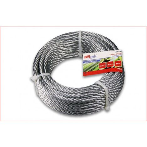CABLE ACERO SIRGA 6X7+1 - 6 MM / ACERO GALVANIZADO. BOBINA 25 M - BRINOX