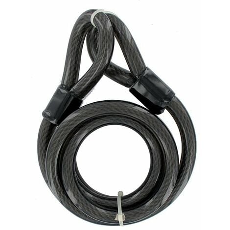 Cable acier gaine en pvc noir avec 2 boucles de longueur 180 m et Ø 15 mm
