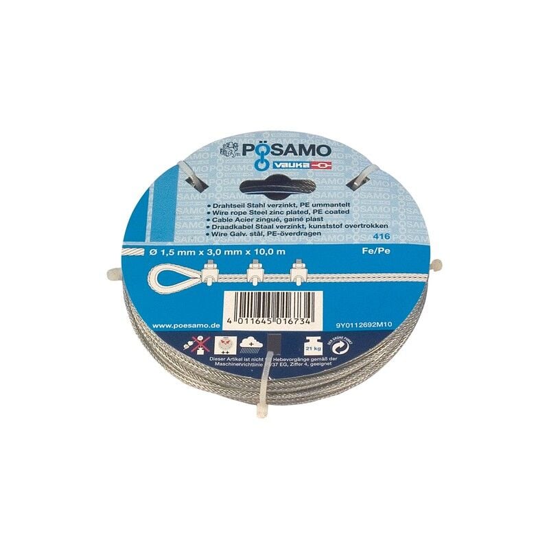 Cable acier-Galv. 1,5x3 SB-10m (Par 5)