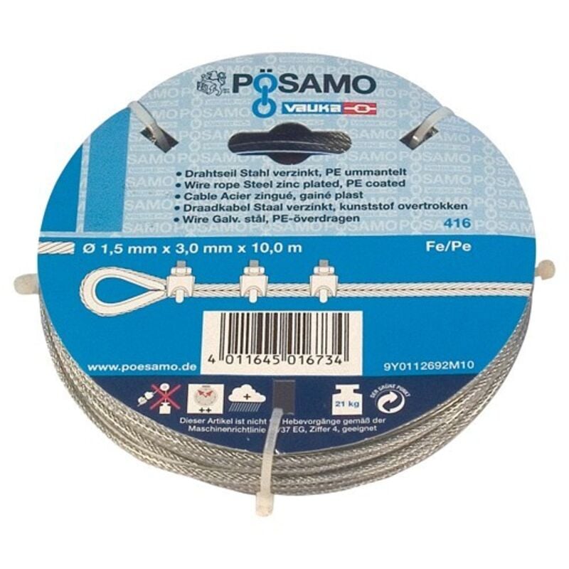 Cable acier-Galv. 2mm a 10m (Par 5)