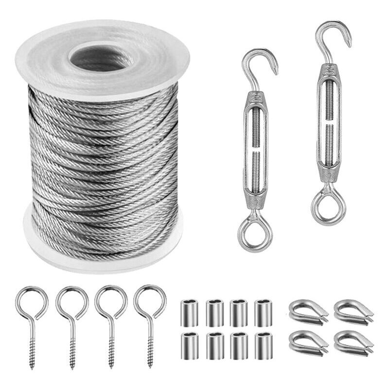 Câble Acier Inoxydable,Corde en Acier Inoxydable à Suspendre,File a Linge Extérieur,Corde à Linge Acier Exterieur,Câble Métallique Extérieur,Corde à