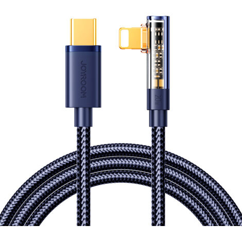Cable acodado para iPhone USB-C - Lightning 20W 480 Mbps 1,2m azul