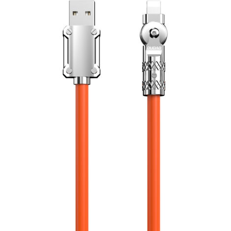 Cable acodado resistente para iPhone USB-A - Lightning 30W 1m rotación 180° naranja