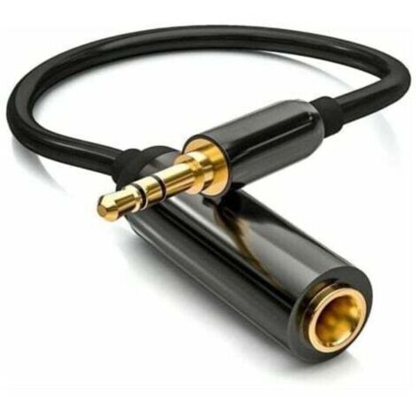 Cable adaptador de conector estéreo de 3,5 mm a conector hembra de 6,35 mm, chapado en oro, carcasa de aluminio para auriculares, portátiles, guitarras y pianos (30 cm)