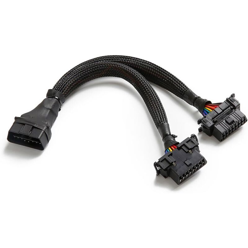 Cable adaptador de extensión divisor OBD II ODB2 de 16 pines (cable plano en Y de 30 cm/1 pie)