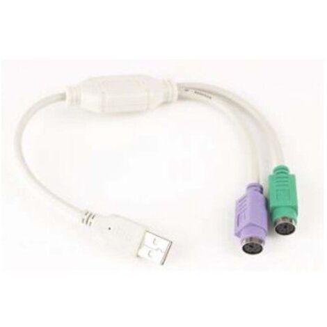 CABLE ADAPTADOR GEMBIRD USB MACHO A 2x  PS2 HEMBRA BLANCO