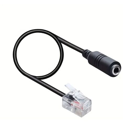 Cable Adaptador telefono RJ9 Macho a 1 x Jack de 3.5 mm 20 cm Negro