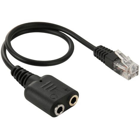 Cable Adaptador telefono RJ9 Macho a 2 x Jack de 3.5 mm 0.20 M Negro