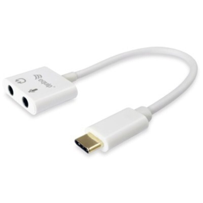 

Cable adaptador usb-c a audio 2 jack 3.5mm hembra para auricular y microfono