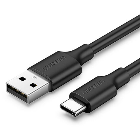 Cable adaptador USB-C de carga rápida 3.0 de 3 A, 0,25 m, color negro