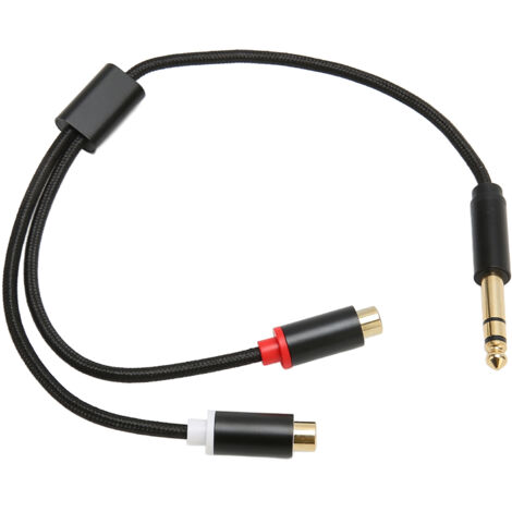 Câble adaptateur 6,35 mm vers double RCA mâle/femelle, connecteurs plaqués or haute fidélité, adaptateur répartiteur stéréo 35 cm.