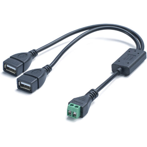 Câble adaptateur abaisseur de courant CC à 2 bornes vers deux ports USB femelles, adaptateur de courant 3A pour l'alimentation des appareils intelligents.