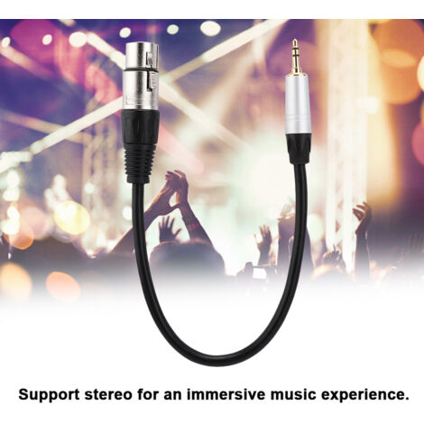 Câble adaptateur audio 3.5mm mâle vers XLR femelle, longueur 0.3m, convertisseur stéréo