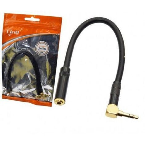 Câble Adaptateur Audio Jack 3,5 Mm Femelle Vers Jack 3,5 Mm Mâle Angle 20 Cm Kl-9248