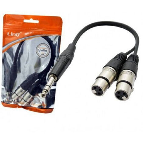 Câble Adaptateur Audio Jack 6.35mm Male Stereo Vers 2 Xlr Female Microphone Kl-9239