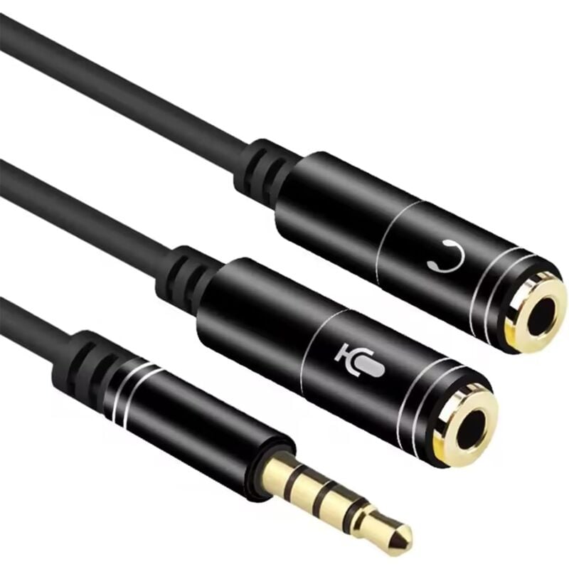Câble Adaptateur Audio Jack, Audio Câble Splitter, Câble Audio Jack 3.5mm Mâle à Double 3.5mm Femelle Microphone y Splitter Câble Compatible avec pc,