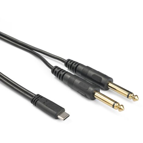 Câble adaptateur audio numérique répartiteur mono USB-C vers jack 6,35 mm à 2 broches pour amplificateur/haut-parleur