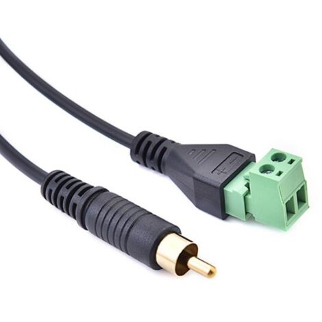 Câble adaptateur audio RCA mâle plaqué or sans soudure vers borne verte sans soudure, câble audio mâle lotus, prise AV