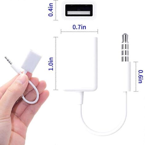 Câble adaptateur audio USB vers Aux 3.5 mm mâle Jack à 2.0 femelle pour voiture, convertisseur OTG avec décodeur, cordon de connexion.