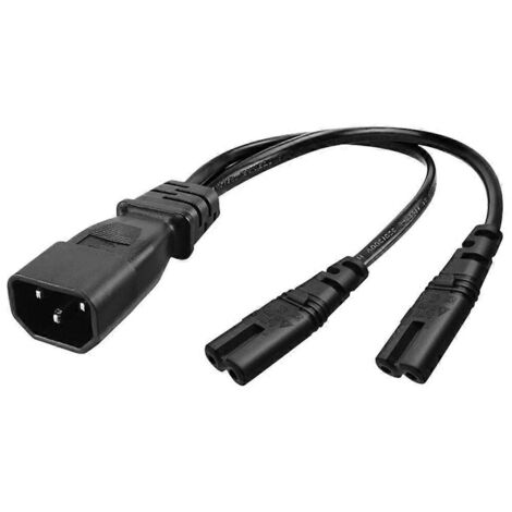 Câble adaptateur convertisseur IEC320-C14 vers IEC320-C7+C7 à 3 broches