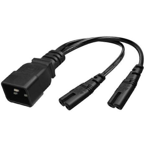 Câble adaptateur convertisseur IEC320-C20 vers IEC320-C7+C7 à 3 broches