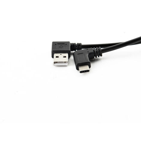 Câble adaptateur coudé de type C mâle vers USB mâle coudé à gauche pour téléphone/tablette Android, câble de charge de données à ressort, 1,5 mètre.