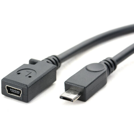Câble adaptateur de charge de données micro vers mini USB femelle, connecteur femelle mini type T pour port Android vers MP3.