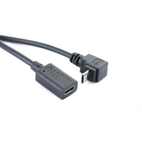 Câble adaptateur de charge et de données Micro 5P mâle coudé à 90° vers Type-C femelle, universel pour téléphones et tablettes Android.