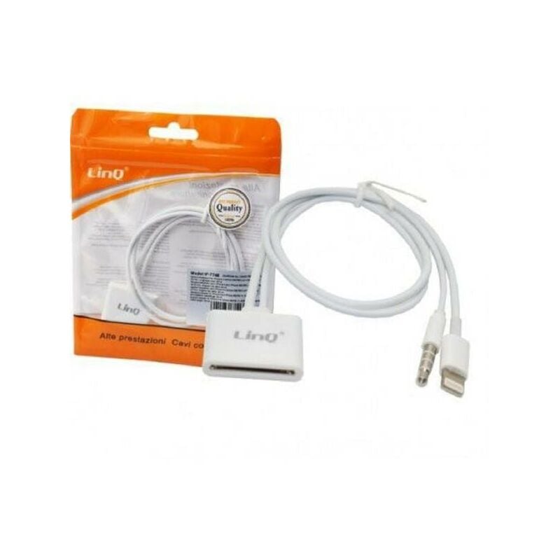 Trade Shop Traesio - Câble Adaptateur De Charge Pour Iphone 30-pin Lightning + 3.5mm Audio Jack Ip-7746