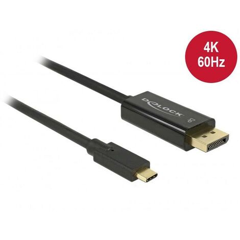 Câble adaptateur Delock USB-C® / DisplayPort USB-C® mâle, Fiche mâle DisplayPort 1.00 m noir 85255 contacts dorés Câble d'afficheur USB-C® C697001