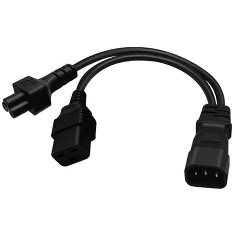 Câble adaptateur d'extension d'alimentation secteur IEC320 C14 vers IEC320 C5 + IEC320 C19 de 32 cm