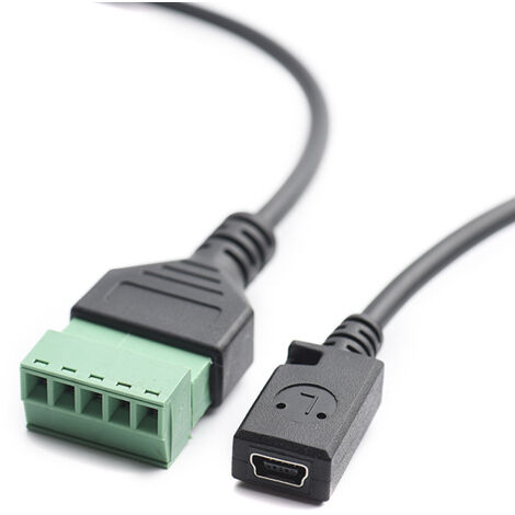 Câble adaptateur d'extension de signal USB mini 5 broches femelle vers terminal vert 5 broches sans soudure