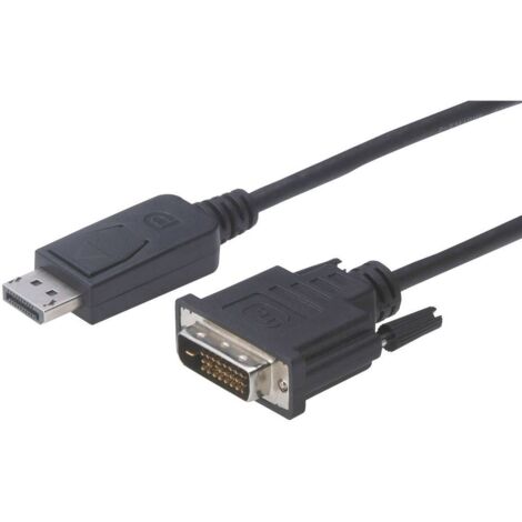 Câble adaptateur Digitus DisplayPort / DVI Fiche mâle DisplayPort, Fiche mâle DVI-D 24+1 pôles 2.00 m noir DB-340301-020-S rond, blindage double, S382431
