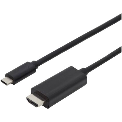 Câble adaptateur Digitus USB-C® / HDMI USB-C® mâle, Fiche mâle HDMI-A 5.00 m noir AK-300330-050-S blindé, blindage double Câble d'afficheur USB Y253062