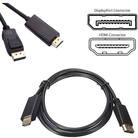 Câble adaptateur DisplayPort DP vers HDMI POPSPO - 1,8m - Noir